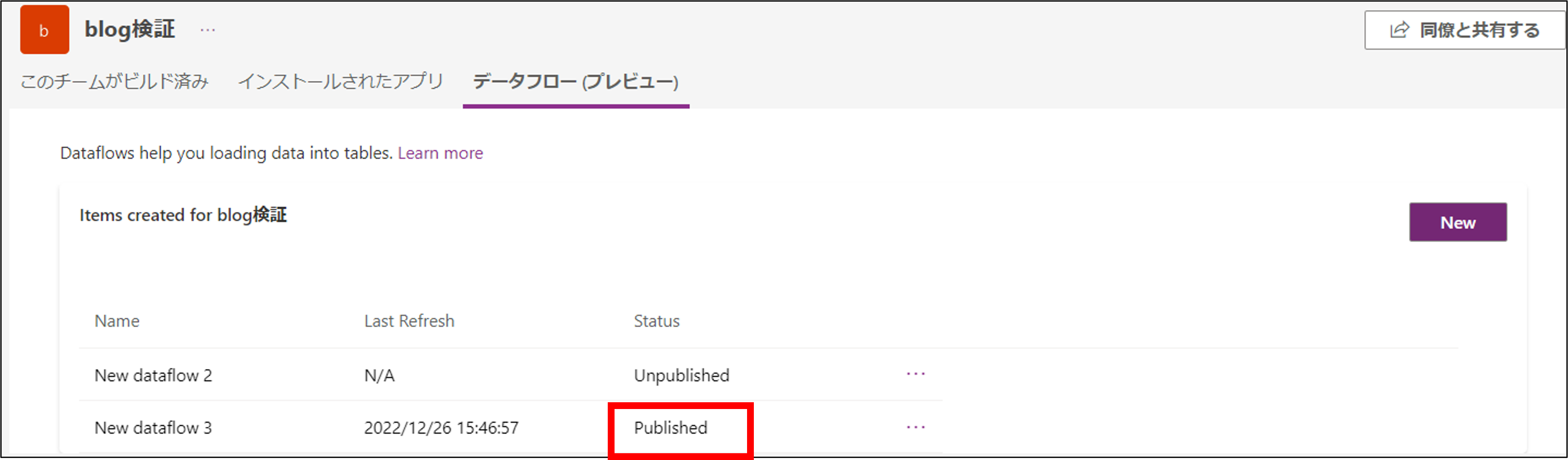 公開後のデータフロー一覧